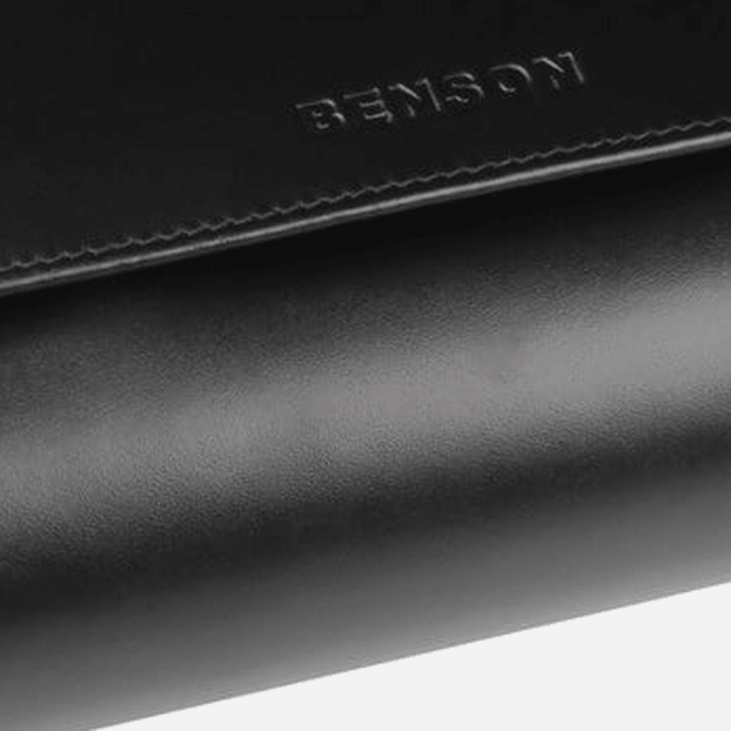 Benson Horlogerol Black Series 4 Horloges Zwart - detail leer en stiksel