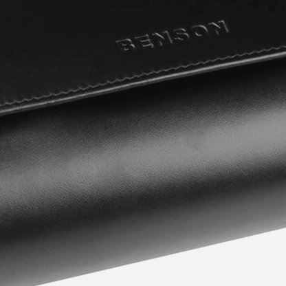 Benson Horlogerol Black Series 4 Horloges Zwart - detail leer en stiksel