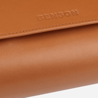 Benson Horlogerol Black Series 4 Horloges Camel - detail leer en stiksel