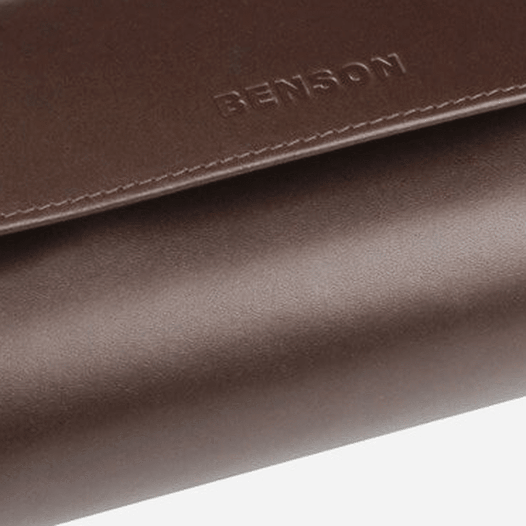 Benson Horlogerol Black Series 4 Horloges Donkerbruin - detail leer en stiksel