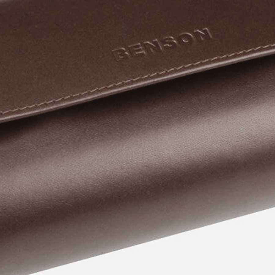 Benson Horlogerol Black Series 4 Horloges Donkerbruin - detail leer en stiksel