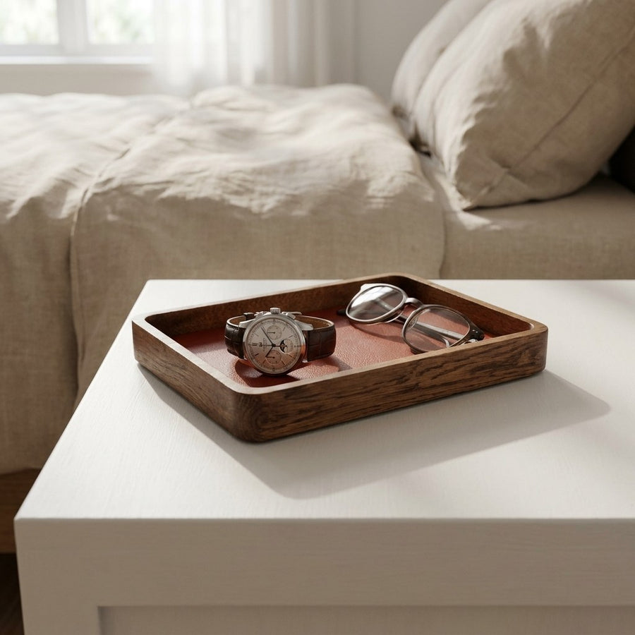 Horlogetray Large Donker Eiken Morelund Cognac - sfeerbeeld
