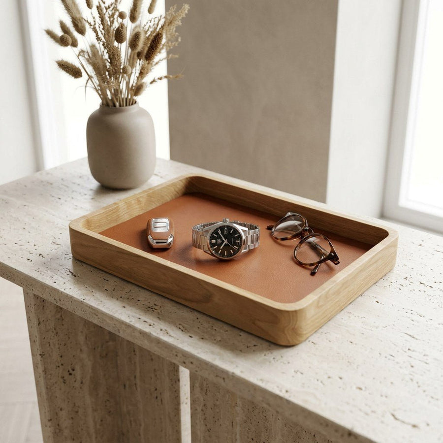 Horlogetray Large Natuur Eiken Morelund Cognac - sfeerbeeld