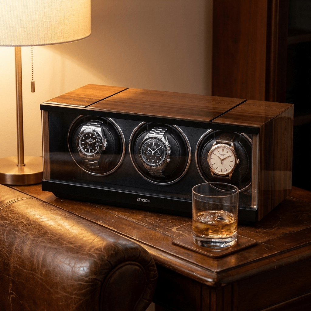 Benson Swiss Series 3 Horloges Walnut - sfeerbeeld