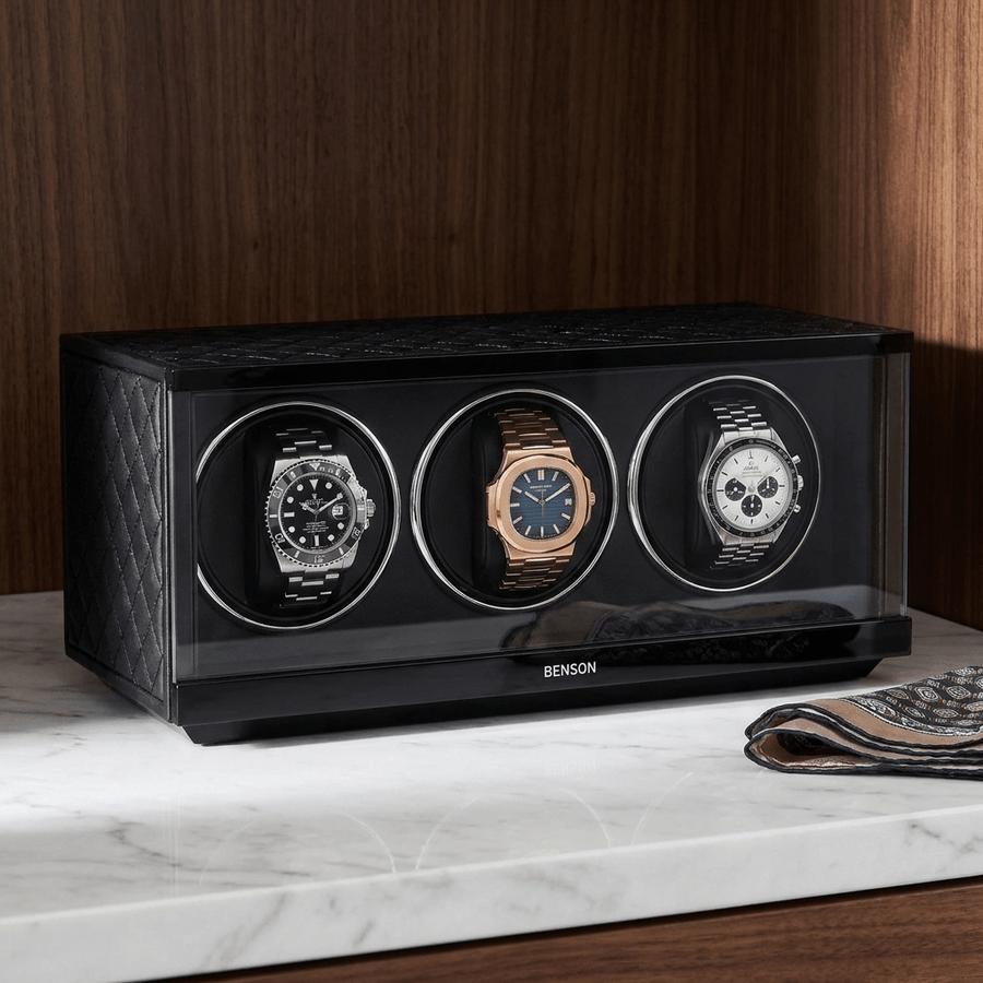 Benson Swiss Series 3 Horloges Zwart leder - sfeerbeeld