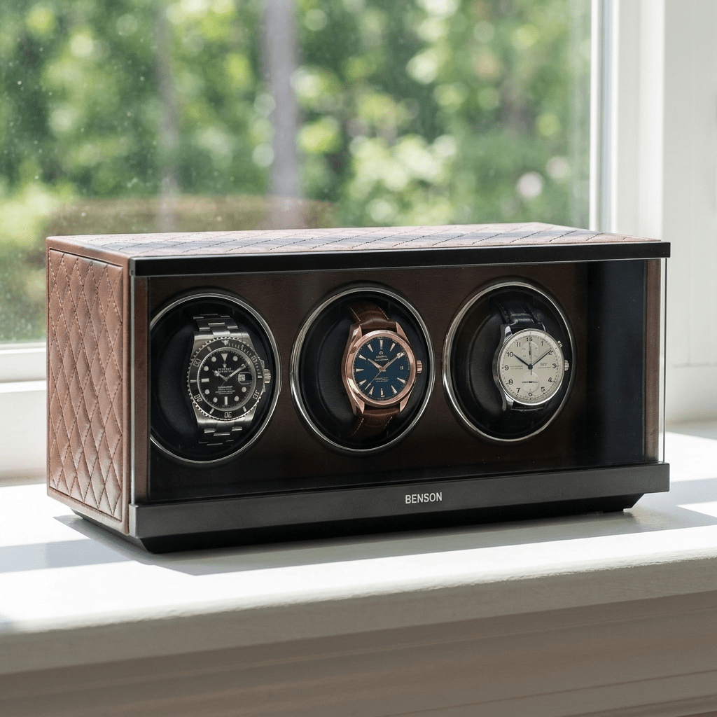 Benson Swiss Series 3 Horloges Donkerbruin leder - sfeerbeeld
