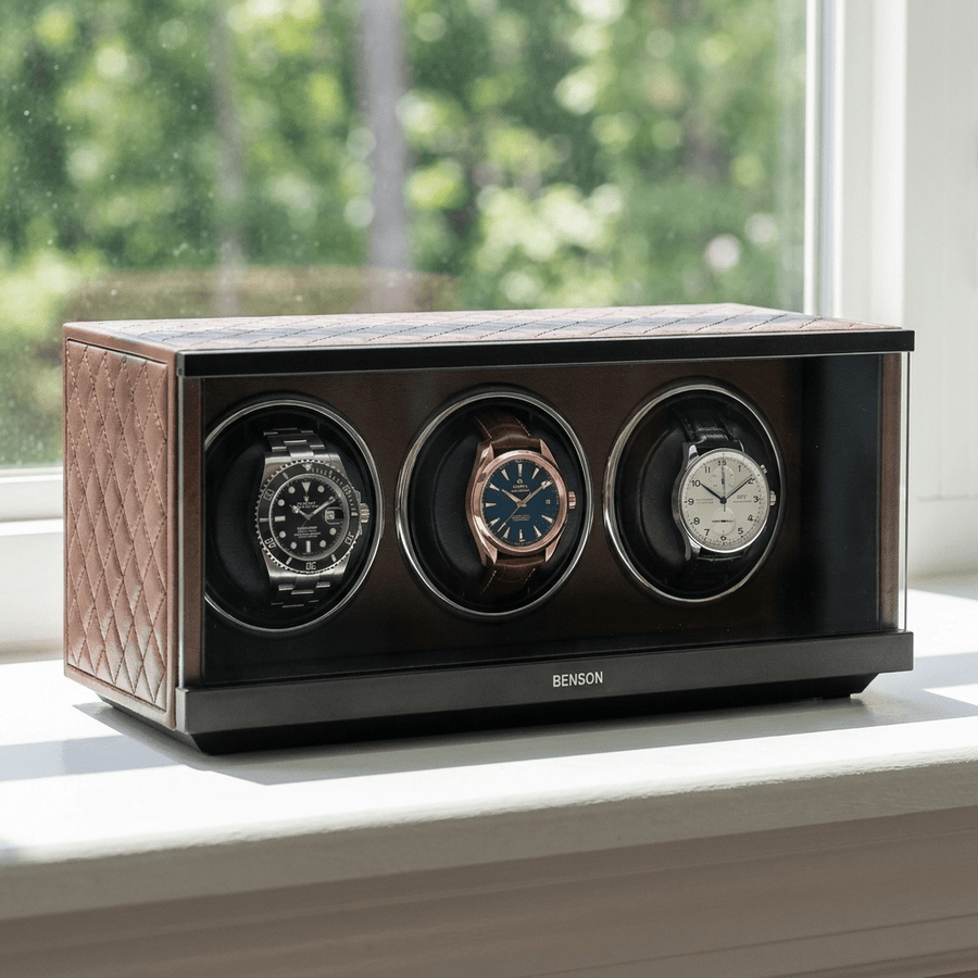 Benson Swiss Series 3 Horloges Donkerbruin leder - sfeerbeeld