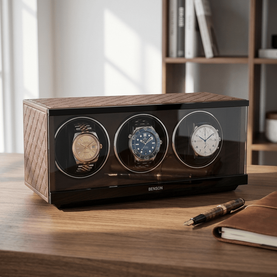 Benson Swiss Series 3 Horloges Donkerbruin leder - sfeerbeeld