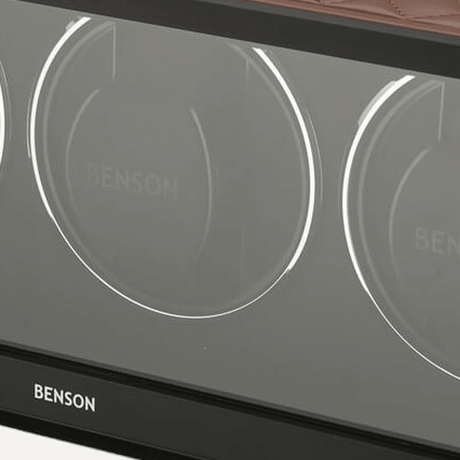 Benson Swiss Series 3 Horloges Lichtbruin leder - detail horlogehouder