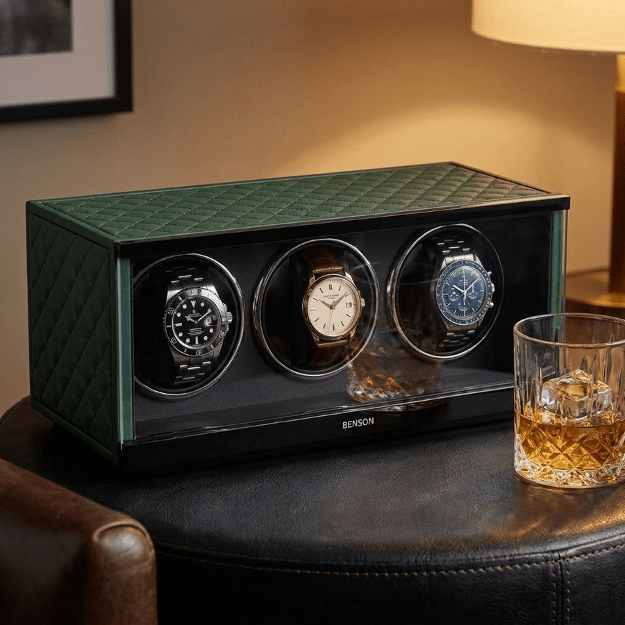 Benson Swiss Series 3 Horloges Groen leder - sfeerbeeld