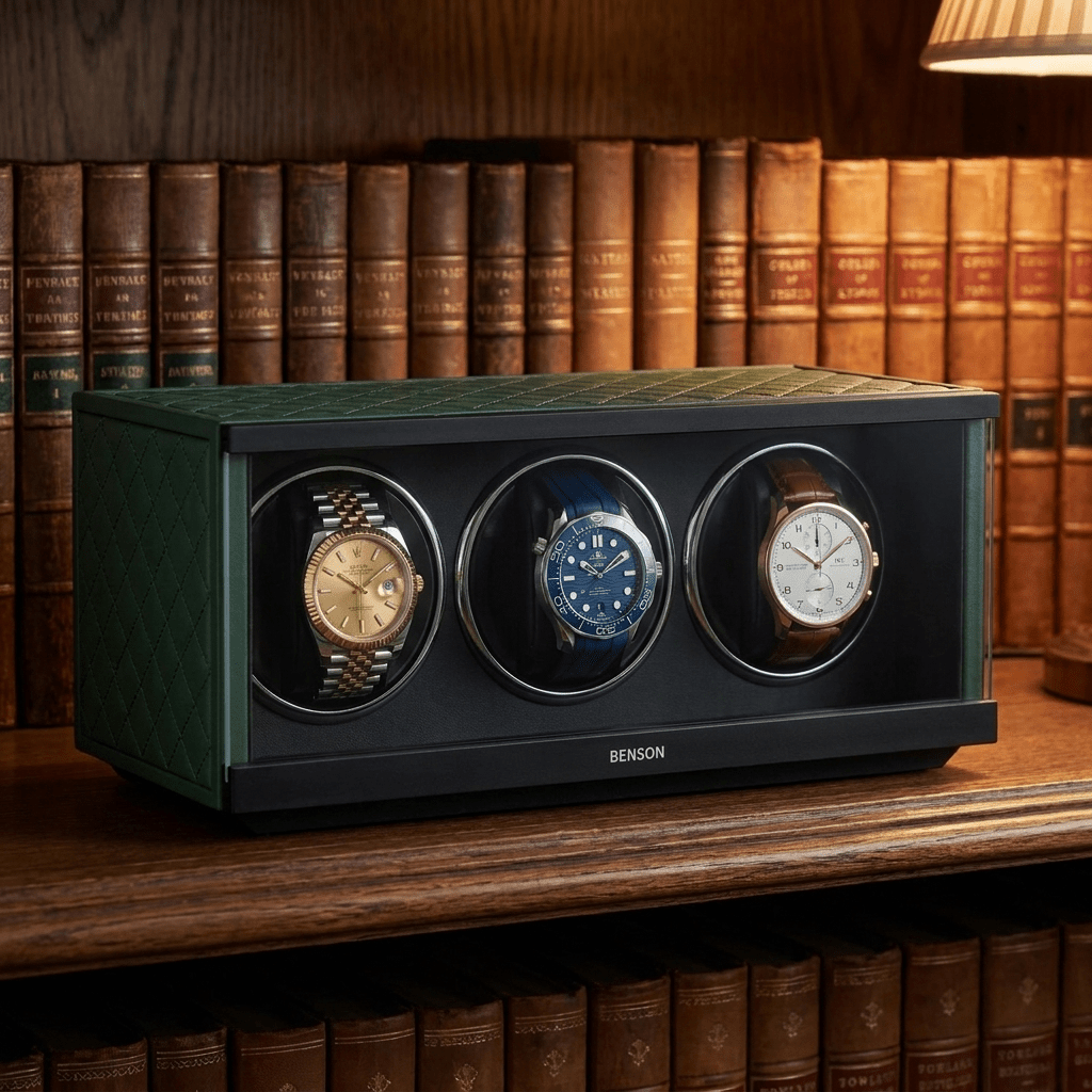 Benson Swiss Series 3 Horloges Groen leder - sfeerbeeld