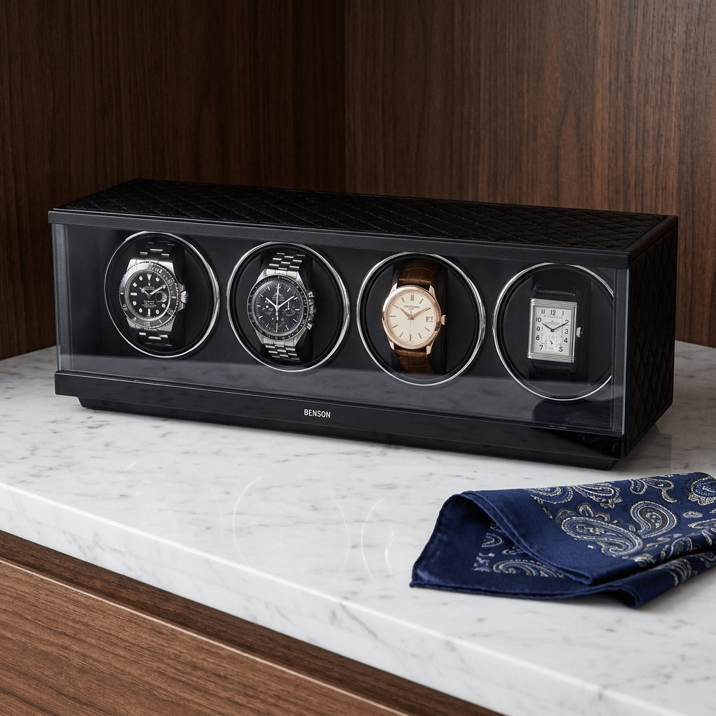Benson Swiss Series 4 Horloges Zwart leder - sfeerbeeld