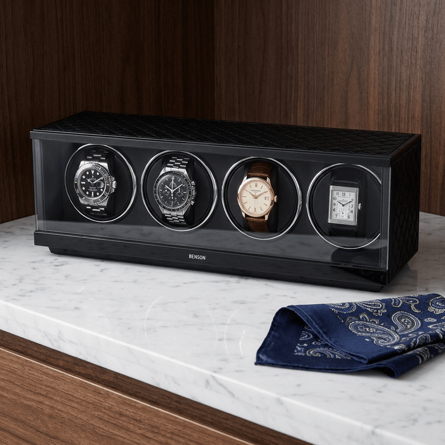 Benson Swiss Series 4 Horloges Zwart leder - sfeerbeeld
