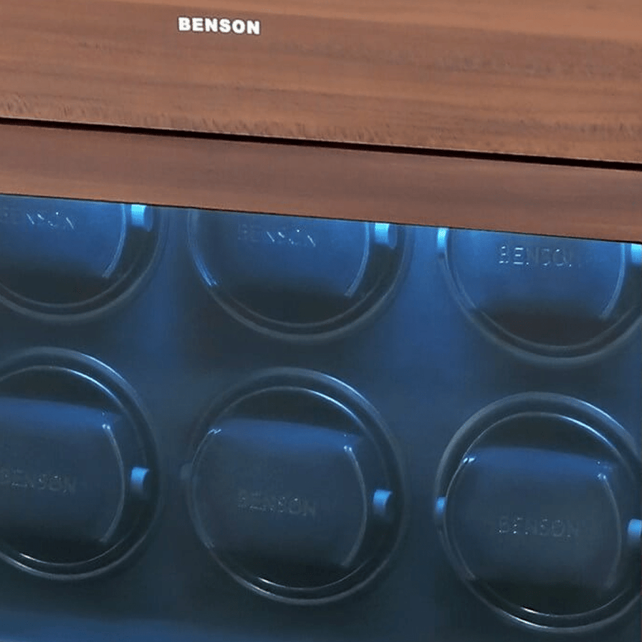 Benson Black Series II 6 Horloges Walnut - detail horlogehouder