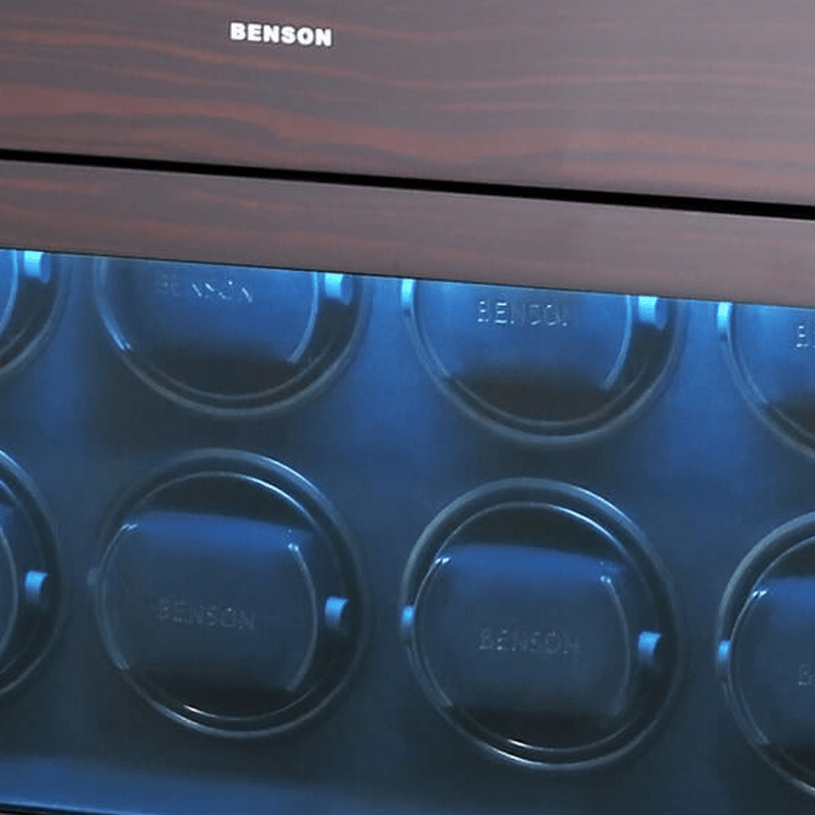 Benson Black Series II 8 Horloges Macassar - detail horlogehouder