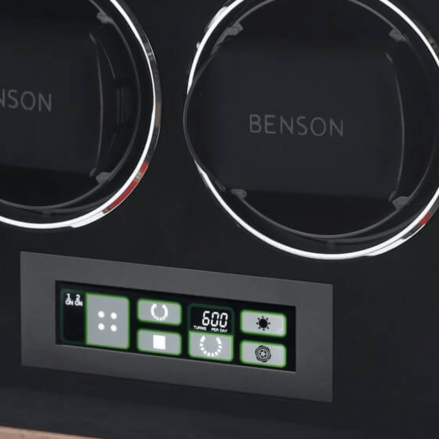 Benson Compact 2 Horloges Wallnut - detail horlogehouder