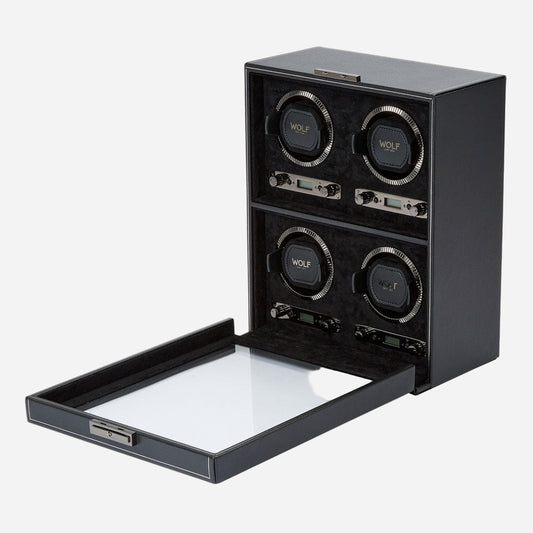 Watch winder British Racing 4 horloges Wolf 1834 - Horlogerieshop.nl