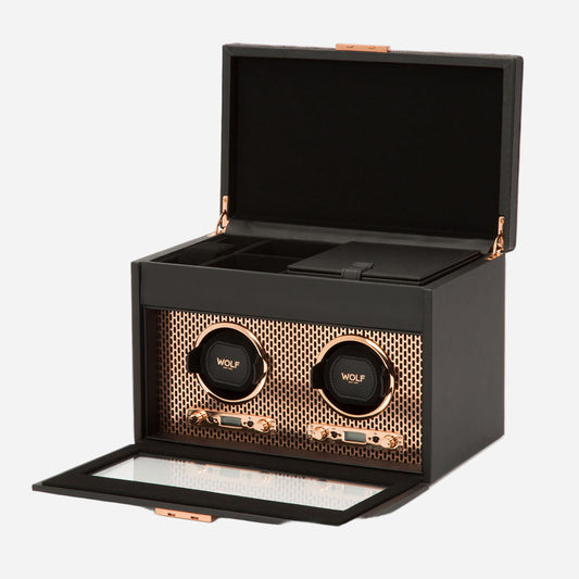 Watch winder met lade Axis 2 horloges Wolf 1834 - Horlogerieshop.nl