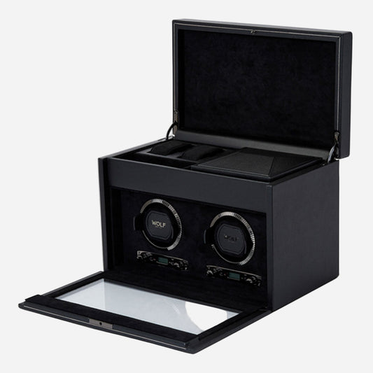 Watch winder met lade British Racing 2 horloges Wolf 1834 - Horlogerieshop.nl
