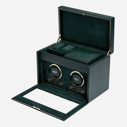 Watch winder met lade British Racing 2 horloges Wolf 1834 - Horlogerieshop.nl