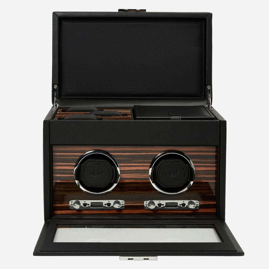 Watch winder met lade Roadster 2 horloges Wolf 1834 - Horlogerieshop.nl