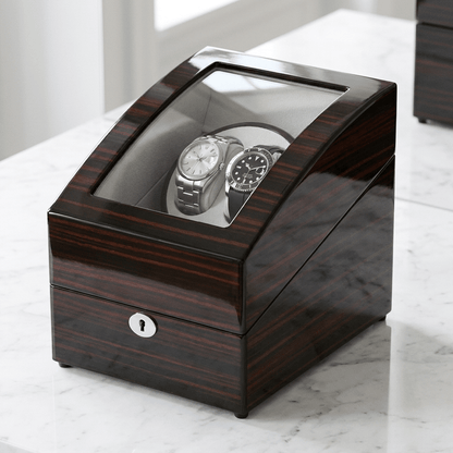 Ashford & Rye watch winder Ebony hout - wit marmer