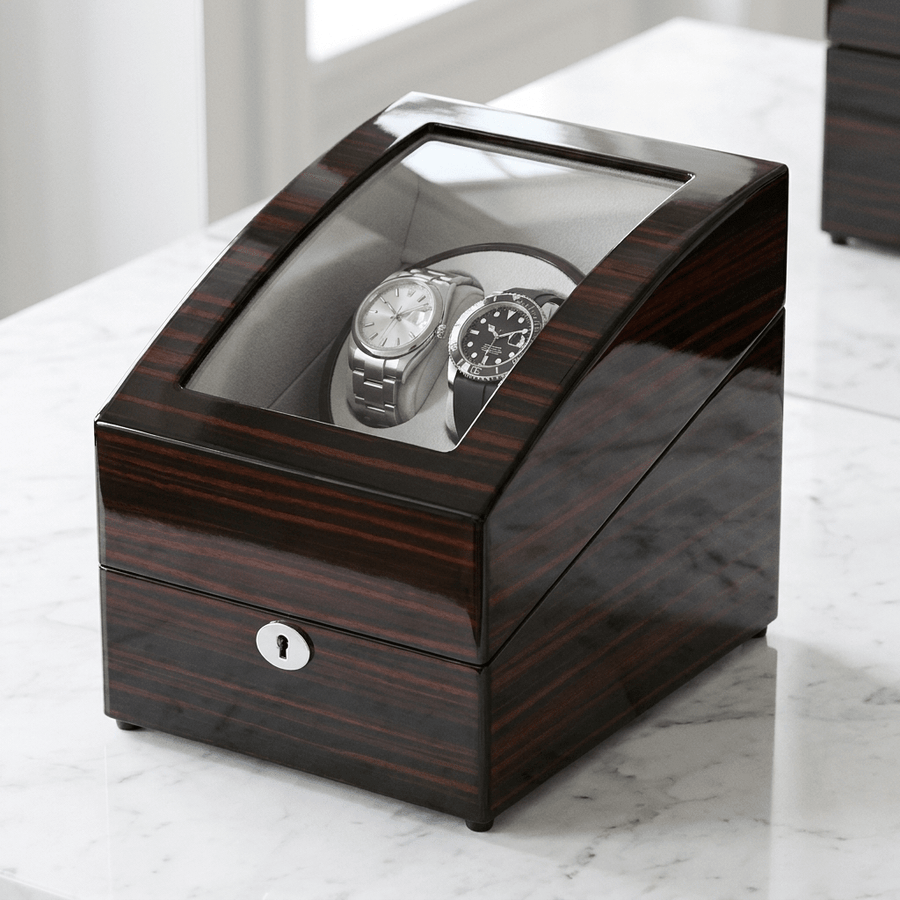 Ashford & Rye watch winder Ebony hout - wit marmer