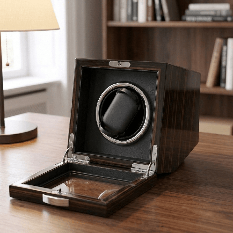 Ashford & Rye Ebony hout 1 horloge - open deksel