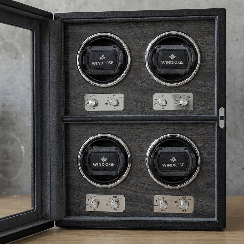 Windrose Ambiance 4 horloges Zwart - detail winders