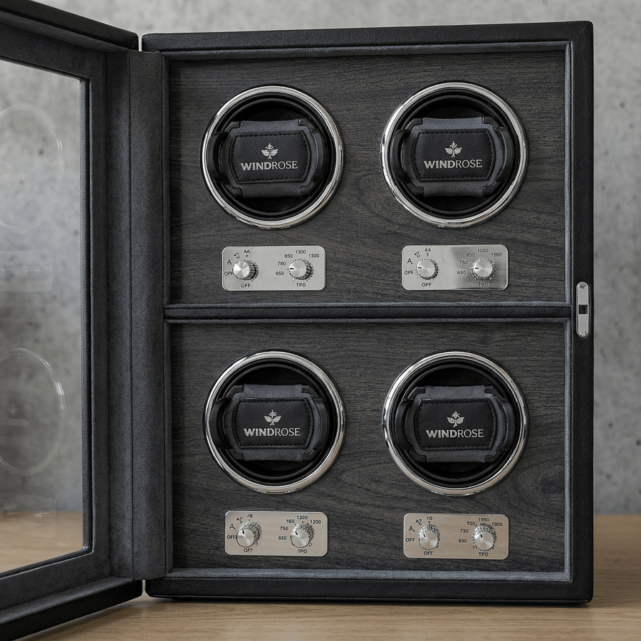 Windrose Ambiance 4 horloges Zwart - detail winders