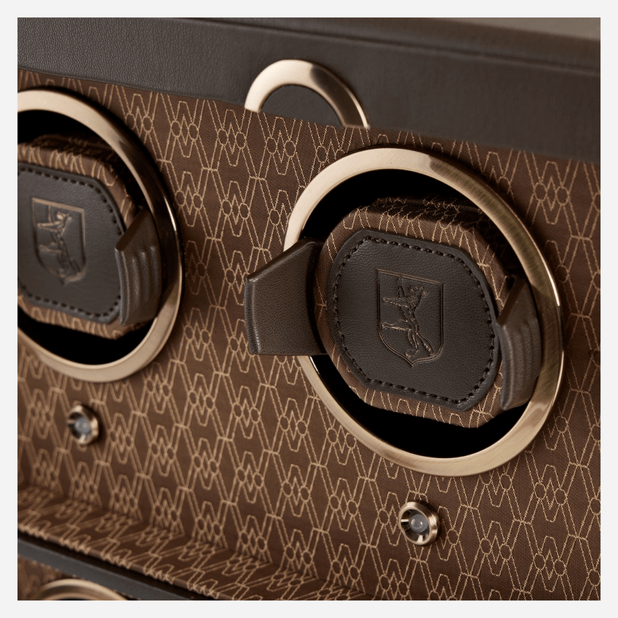 Wolf 1834 Earth watch winder 4 horloges Coffee detail manchet WOLF-wapen