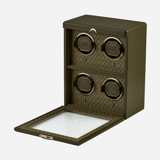 Wolf 1834 Earth watch winder 4 horloges Olive geopende glazen deksel