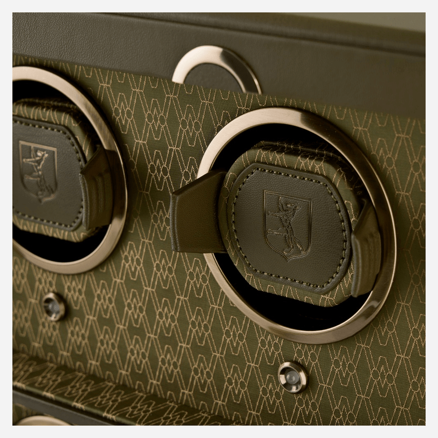 Wolf 1834 Earth watch winder 4 horloges Olive detail manchet WOLF-wapen