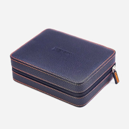 Horloge etui Zwart leder 4 Horloges Leanschi - Horlogedoos - Horlogerieshop.nl