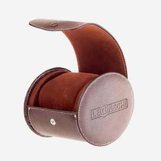 Horloge Pouch Donkerbruin leder Leanschi - Horlogedoos - Horlogerieshop.nl