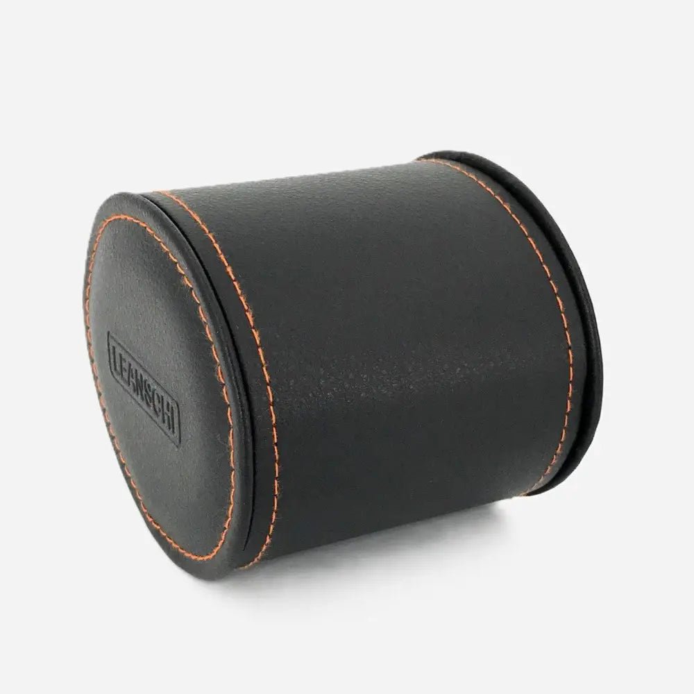 Horloge Pouch Zwart/Oranje leder Leanschi - Horlogedoos - Horlogerieshop.nl
