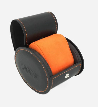 Horloge Pouch Zwart/Oranje leder Leanschi - Horlogedoos - Horlogerieshop.nl