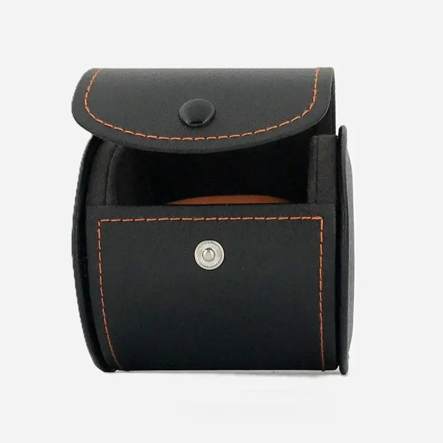 Horloge Pouch Zwart/Oranje leder Leanschi - Horlogedoos - Horlogerieshop.nl