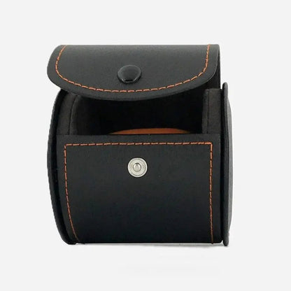 Horloge Pouch Zwart/Oranje leder Leanschi - Horlogedoos - Horlogerieshop.nl