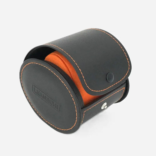 Horloge Pouch Zwart/Oranje leder Leanschi - Horlogedoos - Horlogerieshop.nl
