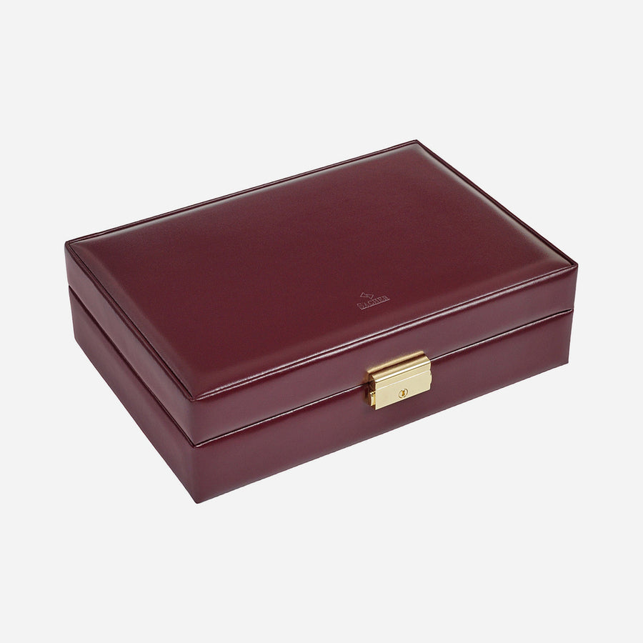 Horlogedoos Acuro 10 Horloges Sacher in bordeaux, gesloten