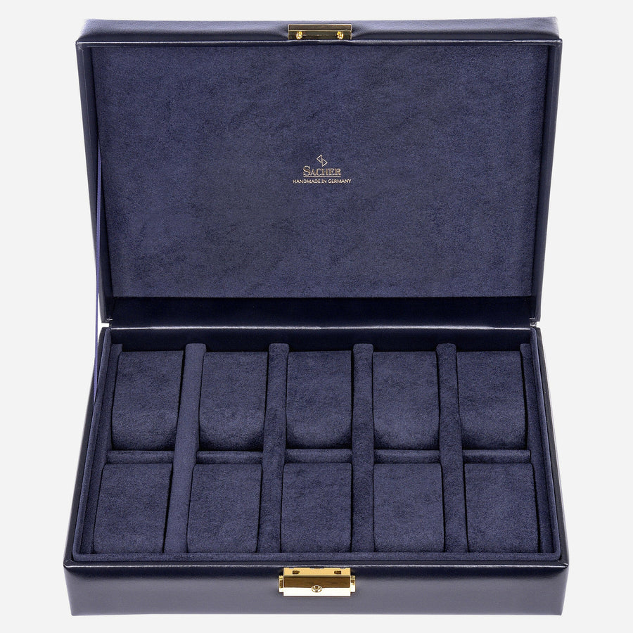 Horlogedoos Acuro 10 Horloges Sacher in navy, open