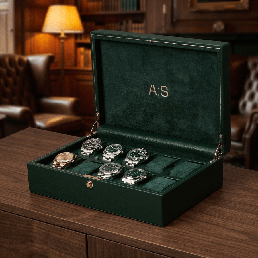 Wolf 1834 Analog:Shift horlogedoos 10 horloges - open met horloges