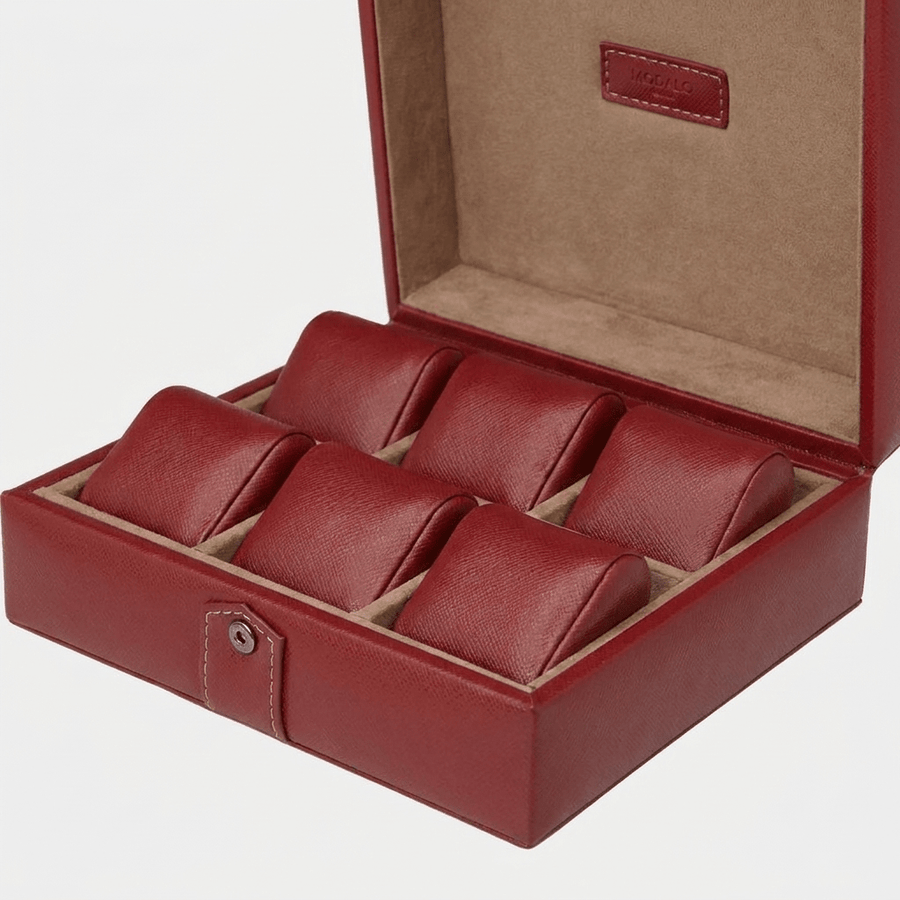 Modalo Gallante horlogedoos 6 horloges Bordeaux rood interieur