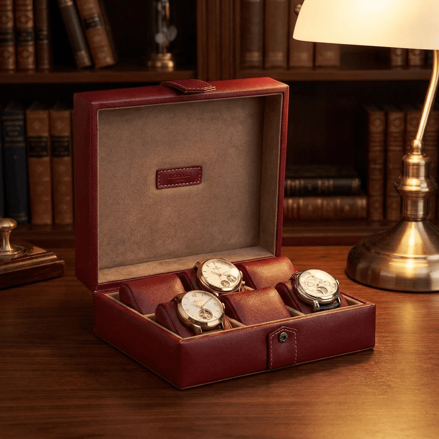 Modalo Gallante horlogedoos 6 horloges Bordeaux rood open-met-horloges
