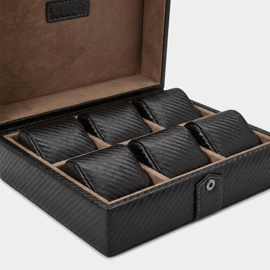 Modalo Gallante horlogedoos 6 horloges Carbon interieur