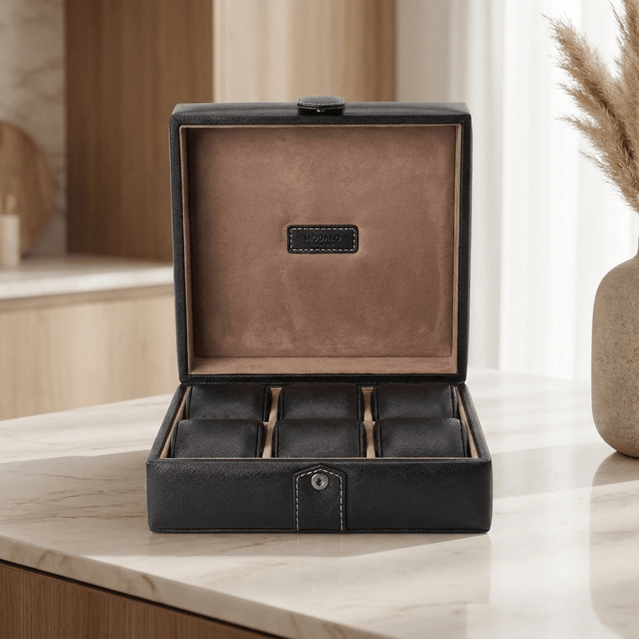 Modalo Gallante horlogedoos 6 horloges Saphire Black open-zonder-horloges