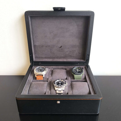 Horlogedoos leder/velours 6 Horloges Leanschi