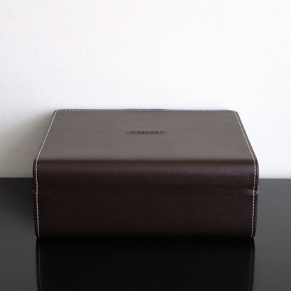 Horlogedoos Donkerbruin leder/velours 6 Horloges Leanschi