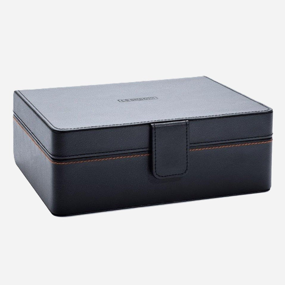Horlogedoos zwart leder 6 horloges Leanschi